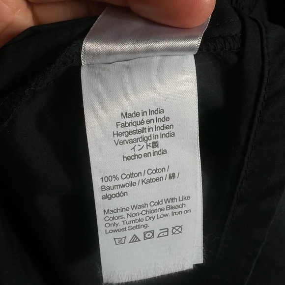 J CREW Smocked Puff Sleeve Black Cotton Poplin Midi Dress Womens Small - Picture 8 of 10